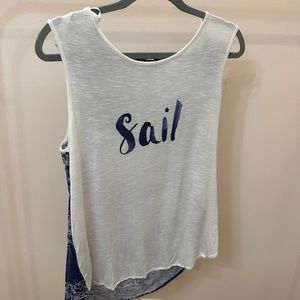 MAXX JEANS NAUTICAL TANK NAVY WHITE MEDIUM SLEEVELESS WOMENS